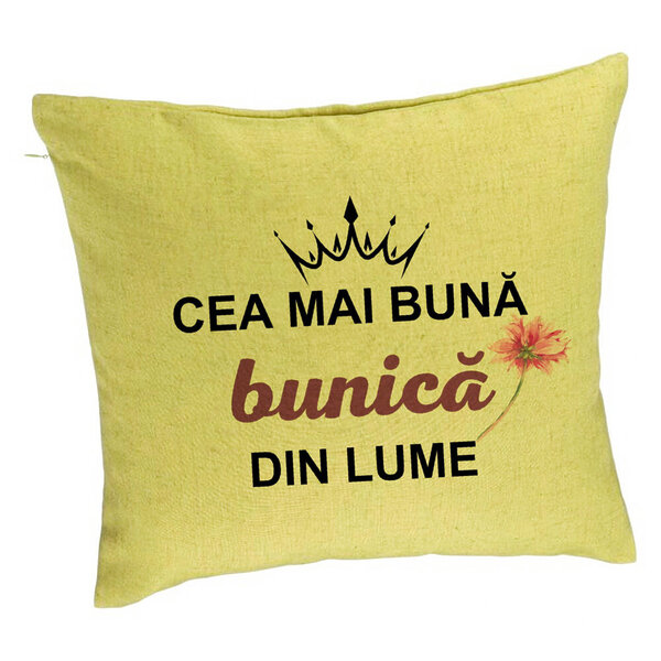 Perna Decorativa pentru Bunica 12, 40x40 cm, Verde, Husa Detasabila, Burduf 5 Perna Decorativa pentru Bunica 12