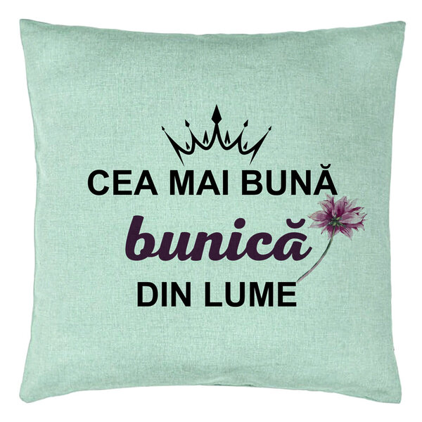Perna Decorativa pentru Bunica 12, 40x40 cm, Verde Menta, Husa Detasabila, Burduf 5 Perna Decorativa pentru Bunica 12