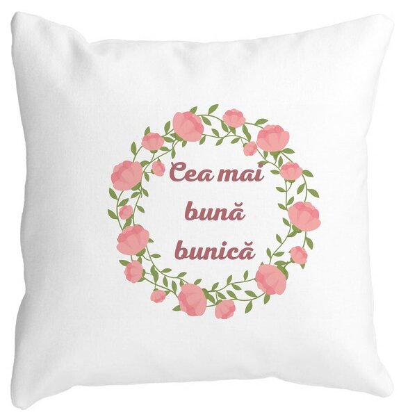 Perna Decorativa pentru Bunica 13, 40x40 cm, Alba, Mata, Husa Detasabila, Burduf 3 Perna Decorativa pentru Bunica 13