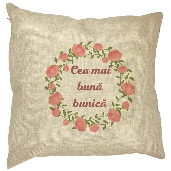 Perna Decorativa pentru Bunica 13, 40x40 cm, Husa Detasabila, Burduf 11 Perna Decorativa pentru Bunica 13