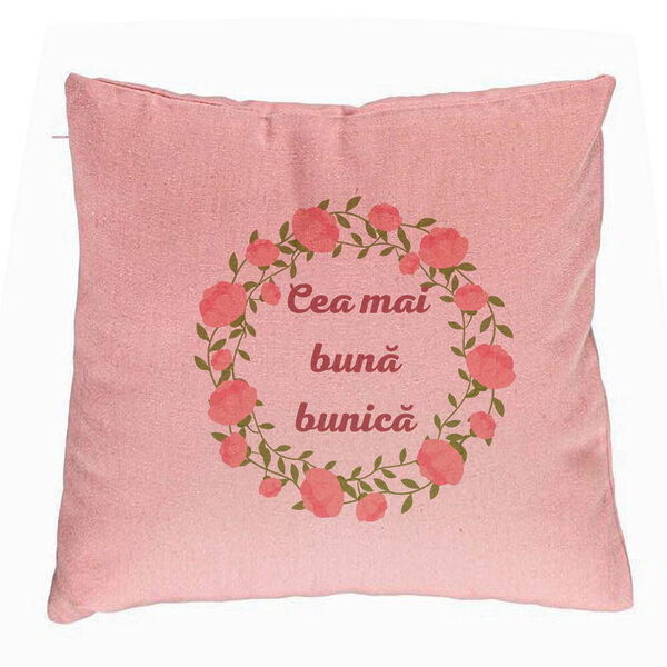 Perna Decorativa pentru Bunica 13, 40x40 cm, Roz, Husa Detasabila, Burduf 5 Perna Decorativa pentru Bunica 13