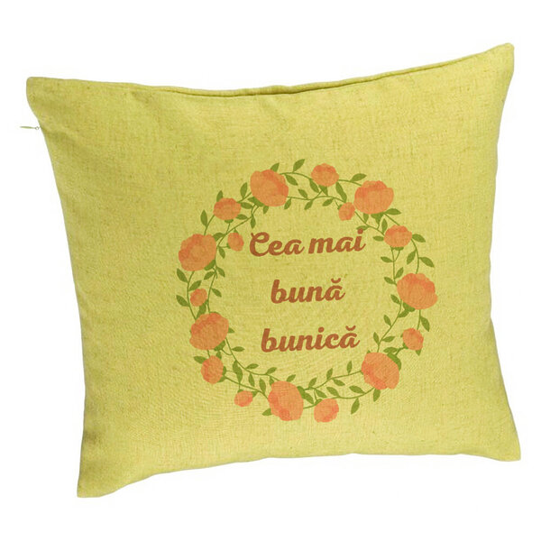 Perna Decorativa pentru Bunica 13, 40x40 cm, Verde, Husa Detasabila, Burduf 5 Perna Decorativa pentru Bunica 13
