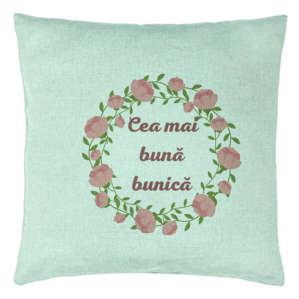 Perna Decorativa pentru Bunica 13, 40x40 cm, Verde Menta, Husa Detasabila, Burduf 5 Perna Decorativa pentru Bunica 13