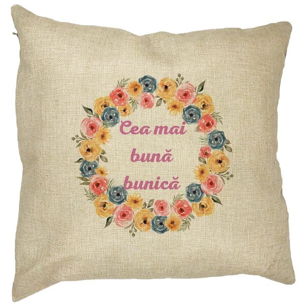 Perna Decorativa pentru Bunica 14, 40x40 cm, Husa Detasabila, Burduf 11 Perna Decorativa pentru Bunica 14