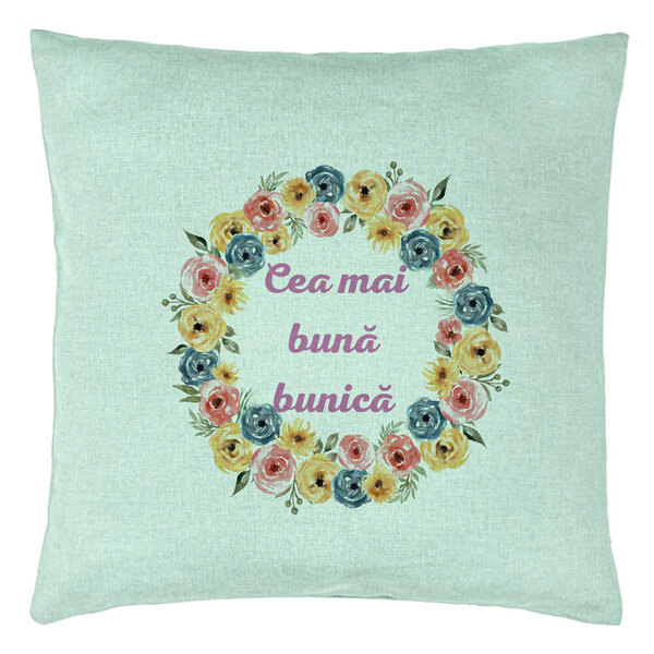 Perna Decorativa pentru Bunica 14, 40x40 cm, Verde Menta, Husa Detasabila, Burduf 5 Perna Decorativa pentru Bunica 14