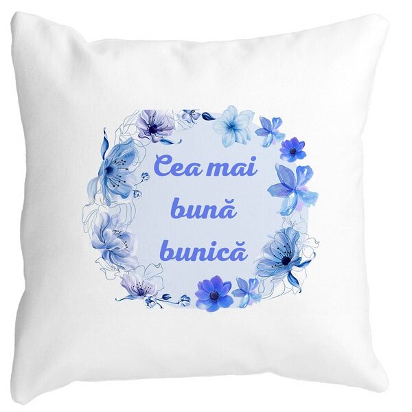 Perna Decorativa pentru Bunica 15, 40x40 cm, Alba, Mata, Husa Detasabila, Burduf 3 Perna Decorativa pentru Bunica 15