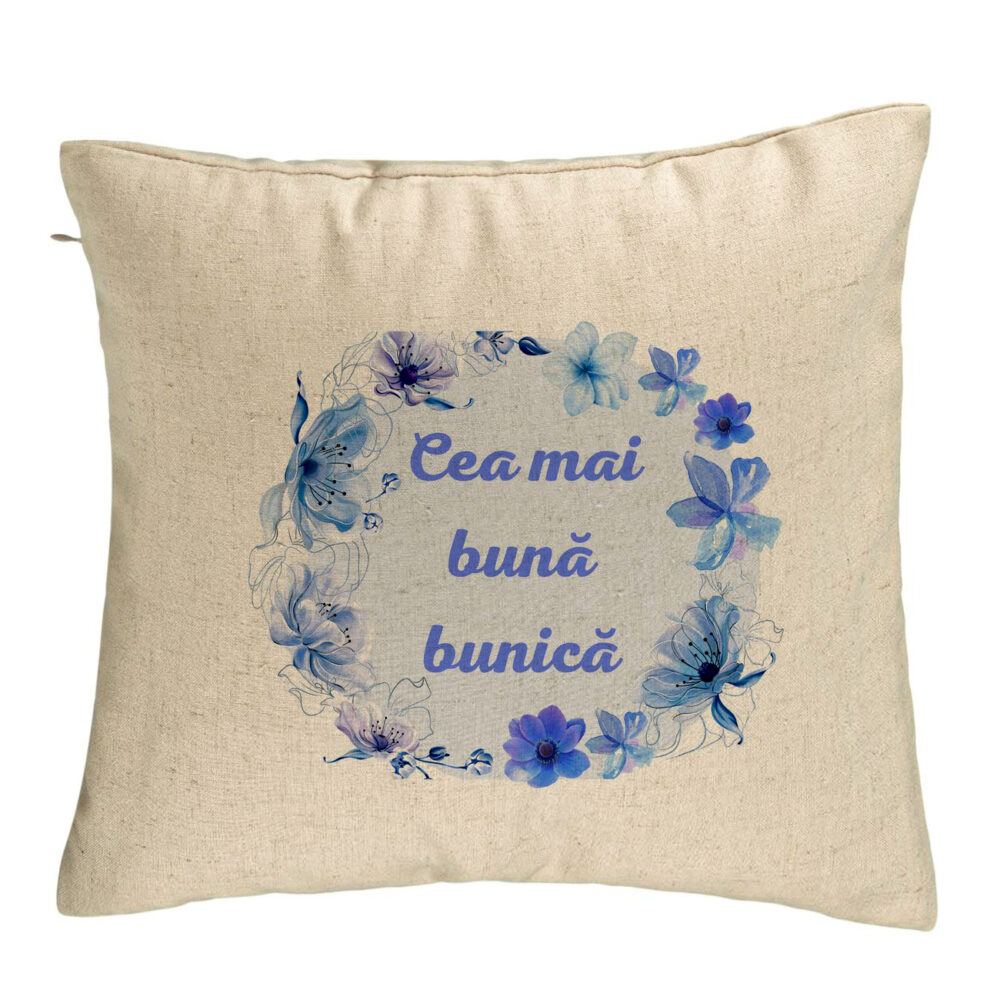 Perna Decorativa pentru Bunica 15, 40x40 cm, Bej, Husa Detasabila, Burduf 5 Perna Decorativa pentru Bunica 15