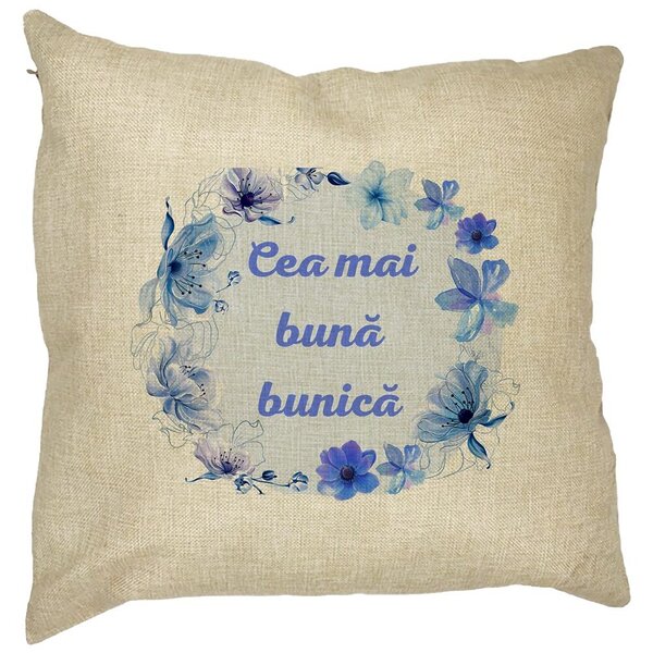 Perna Decorativa pentru Bunica 15, 40x40 cm, Husa Detasabila, Burduf 11 Perna Decorativa pentru Bunica 15