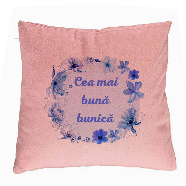 Perna Decorativa pentru Bunica 15, 40x40 cm, Roz, Husa Detasabila, Burduf 5 Perna Decorativa pentru Bunica 15