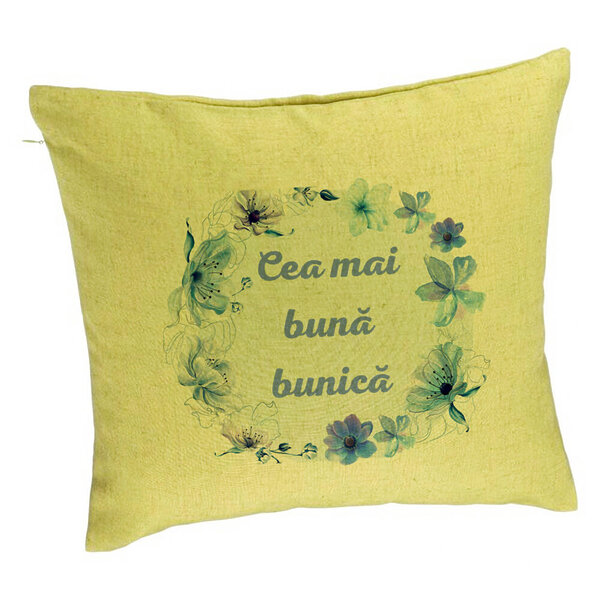 Perna Decorativa pentru Bunica 15, 40x40 cm, Verde, Husa Detasabila, Burduf 5 Perna Decorativa pentru Bunica 15