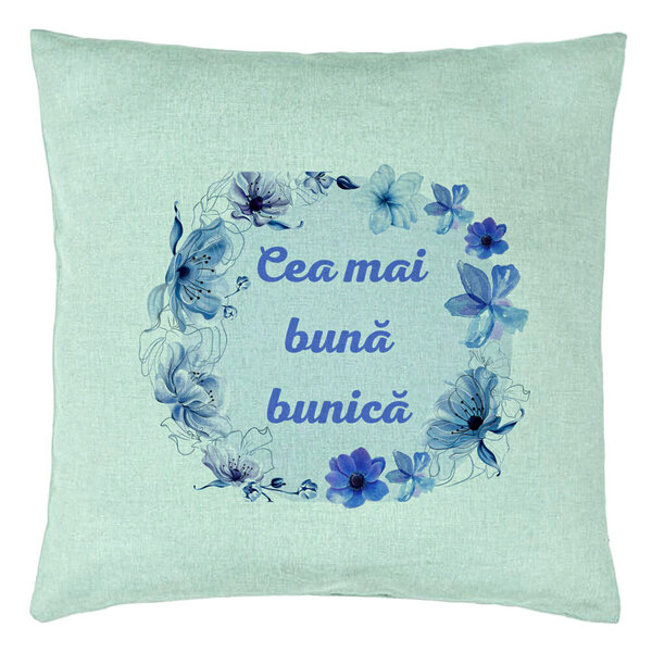Perna Decorativa pentru Bunica 15, 40x40 cm, Verde Menta, Husa Detasabila, Burduf 5 Perna Decorativa pentru Bunica 15