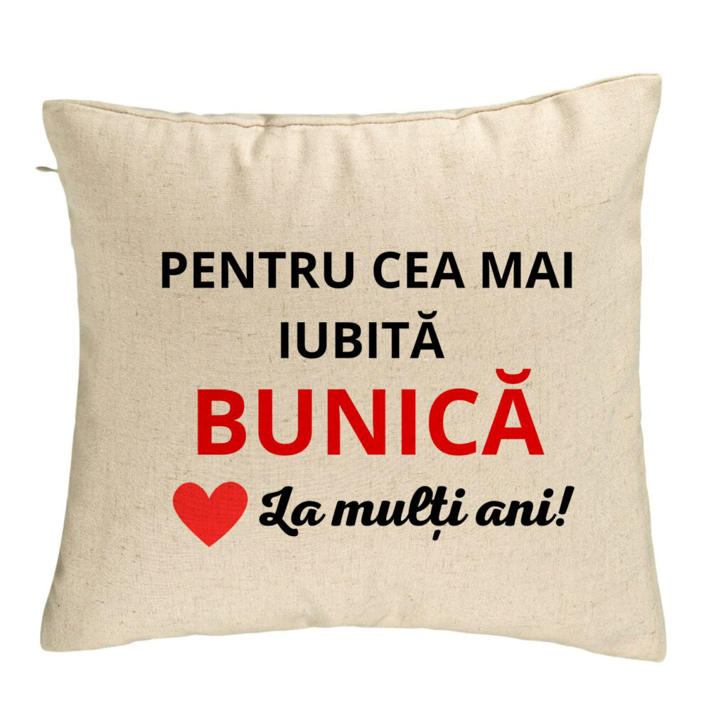 Perna Decorativa pentru Bunica 16, 40x40 cm, Bej, Husa Detasabila, Burduf 5 Perna Decorativa pentru Bunica 16