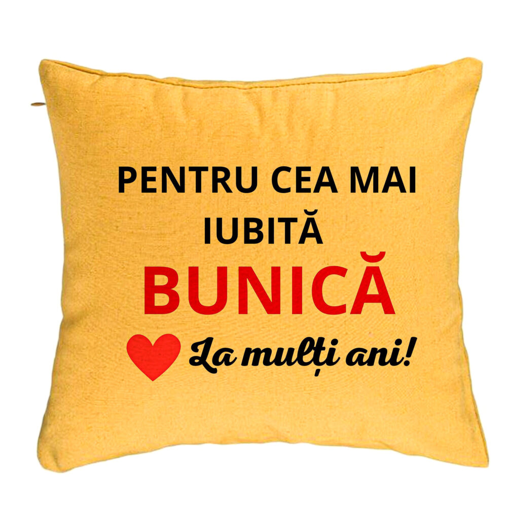 Perna Decorativa pentru Bunica 16, 40x40 cm, Galben, Husa Detasabila, Burduf 5 Perna Decorativa pentru Bunica 16