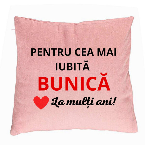 Perna Decorativa pentru Bunica 16, 40x40 cm, Roz, Husa Detasabila, Burduf 5 Perna Decorativa pentru Bunica 16