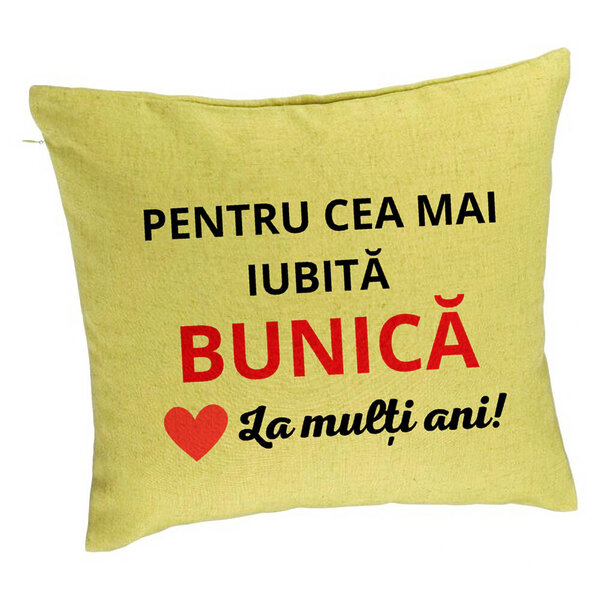 Perna Decorativa pentru Bunica 16, 40x40 cm, Verde, Husa Detasabila, Burduf 5 Perna Decorativa pentru Bunica 16