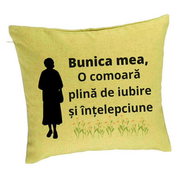 Perna Decorativa pentru Bunica 17, 40x40 cm, Verde, Husa Detasabila, Burduf 5 Perna Decorativa pentru Bunica 17