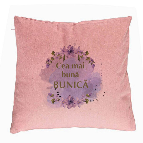 Perna Decorativa pentru Bunica 2, 40x40 cm, Roz, Husa Detasabila, Burduf 5 Perna Decorativa pentru Bunica 2