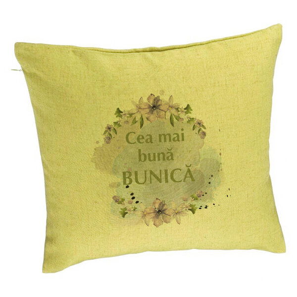 Perna Decorativa pentru Bunica 2, 40x40 cm, Verde, Husa Detasabila, Burduf 5 Perna Decorativa pentru Bunica 2