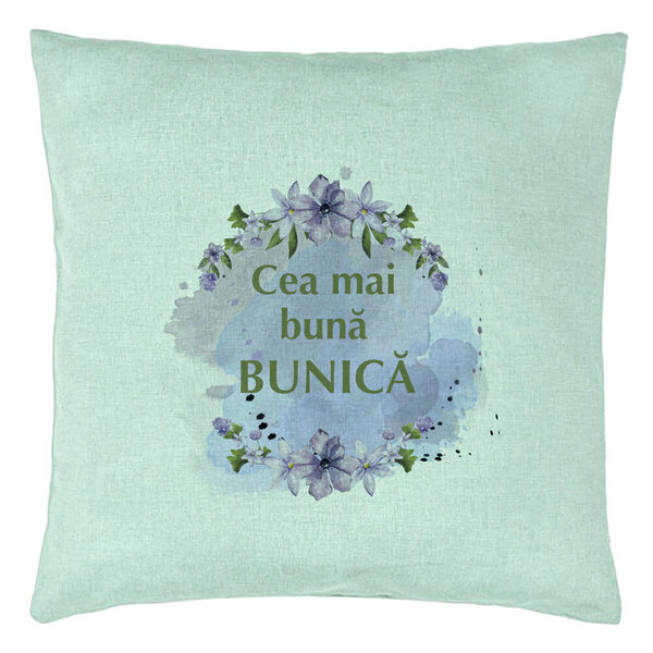 Perna Decorativa pentru Bunica 2, 40x40 cm, Verde Menta, Husa Detasabila, Burduf 5 Perna Decorativa pentru Bunica 2