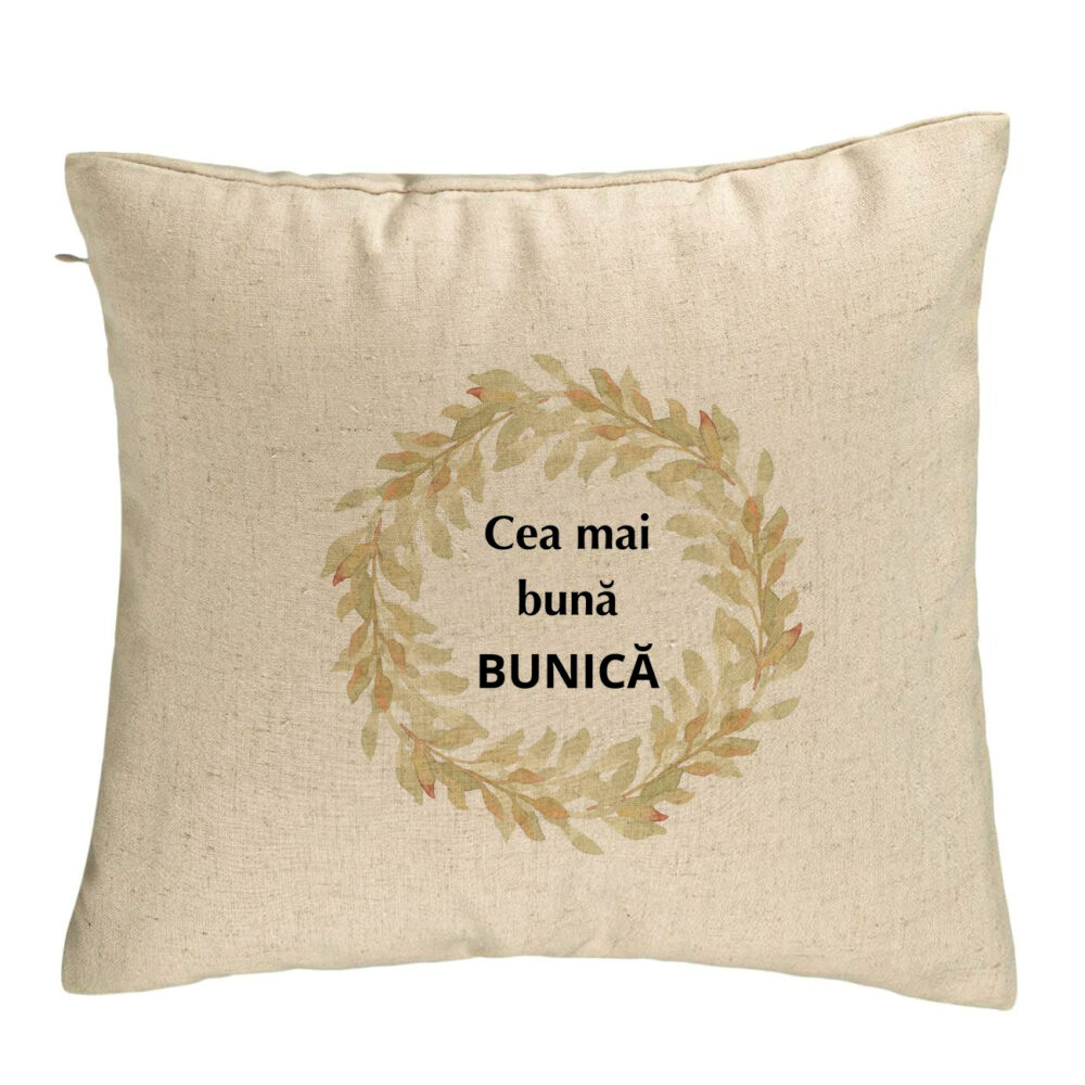Perna Decorativa pentru Bunica 4, 40x40 cm, Bej, Husa Detasabila, Burduf 5 Perna Decorativa pentru Bunica 4