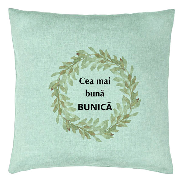 Perna Decorativa pentru Bunica 4, 40x40 cm, Verde Menta, Husa Detasabila, Burduf 5 Perna Decorativa pentru Bunica 4