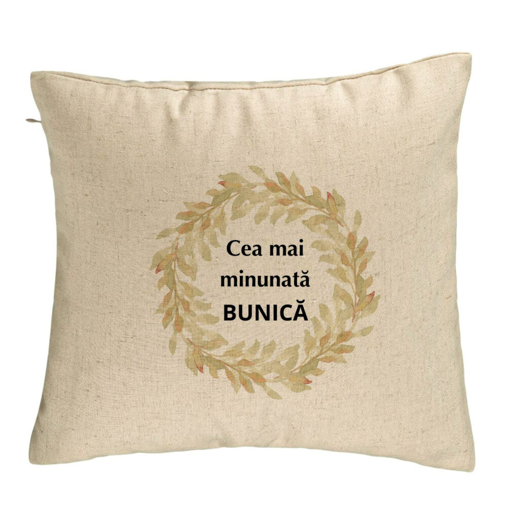 Perna Decorativa pentru Bunica 5, 40x40 cm, Bej, Husa Detasabila, Burduf 5 Perna Decorativa pentru Bunica 5