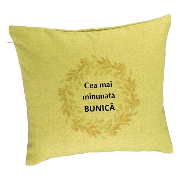 Perna Decorativa pentru Bunica 5, 40x40 cm, Verde, Husa Detasabila, Burduf 5 Perna Decorativa pentru Bunica 5