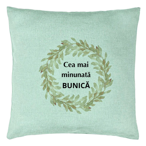 Perna Decorativa pentru Bunica 5, 40x40 cm, Verde Menta, Husa Detasabila, Burduf 5 Perna Decorativa pentru Bunica 5