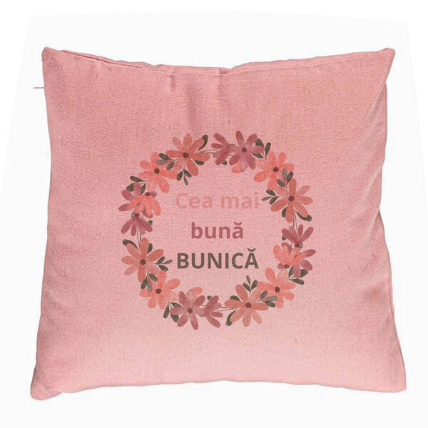 Perna Decorativa pentru Bunica 6, 40x40 cm, Roz, Husa Detasabila, Burduf 5 Perna Decorativa pentru Bunica 6