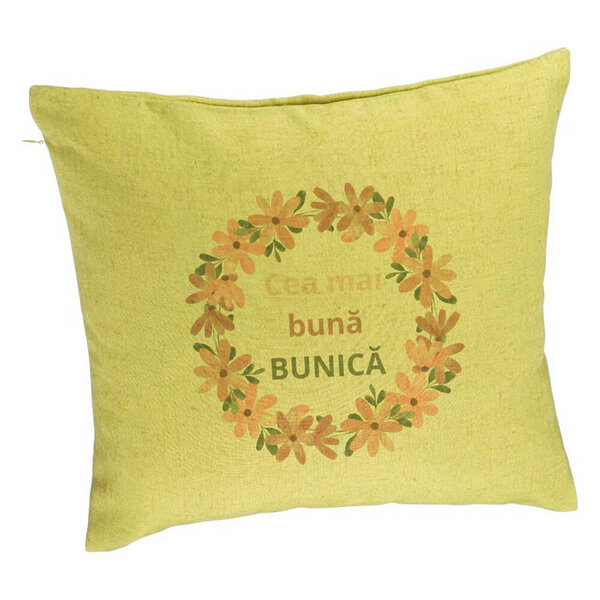 Perna Decorativa pentru Bunica 6, 40x40 cm, Verde, Husa Detasabila, Burduf 5 Perna Decorativa pentru Bunica 6