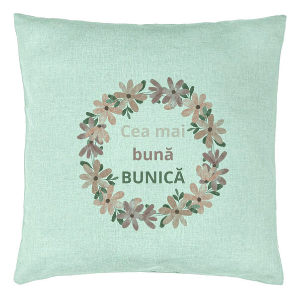 Perna Decorativa pentru Bunica 6, 40x40 cm, Verde Menta, Husa Detasabila, Burduf 5 Perna Decorativa pentru Bunica 6