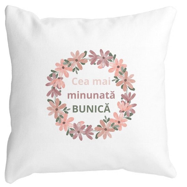 Perna Decorativa pentru Bunica 7, 40x40 cm, Alba, Mata, Husa Detasabila, Burduf 3 Perna Decorativa pentru Bunica 7