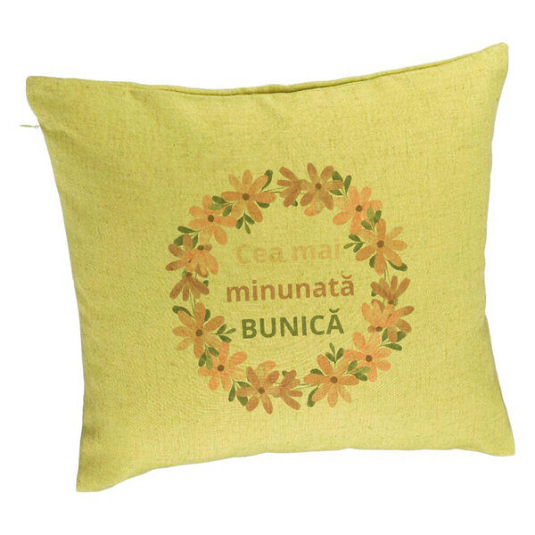 Perna Decorativa pentru Bunica 7, 40x40 cm, Verde, Husa Detasabila, Burduf 5 Perna Decorativa pentru Bunica 7