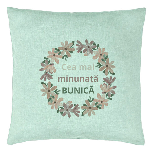 Perna Decorativa pentru Bunica 7, 40x40 cm, Verde Menta, Husa Detasabila, Burduf 5 Perna Decorativa pentru Bunica 7