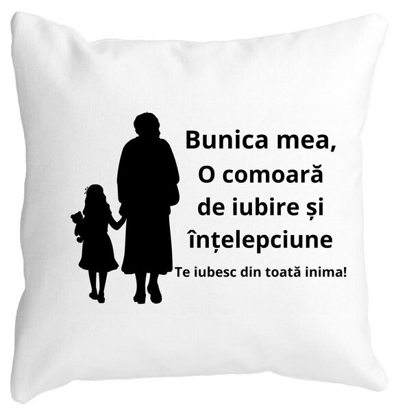 Perna Decorativa pentru Bunica 8, 40x40 cm, Alba, Mata, Husa Detasabila, Burduf 3 Perna Decorativa pentru Bunica 8