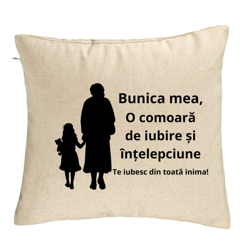 Perna Decorativa pentru Bunica 8, 40x40 cm, Bej, Husa Detasabila, Burduf 5 Perna Decorativa pentru Bunica 8