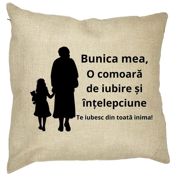 Perna Decorativa pentru Bunica 8, 40x40 cm, Husa Detasabila, Burduf 11 Perna Decorativa pentru Bunica 8