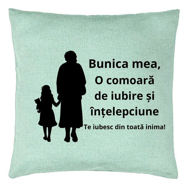Perna Decorativa pentru Bunica 8, 40x40 cm, Verde Menta, Husa Detasabila, Burduf 5 Perna Decorativa pentru Bunica 8