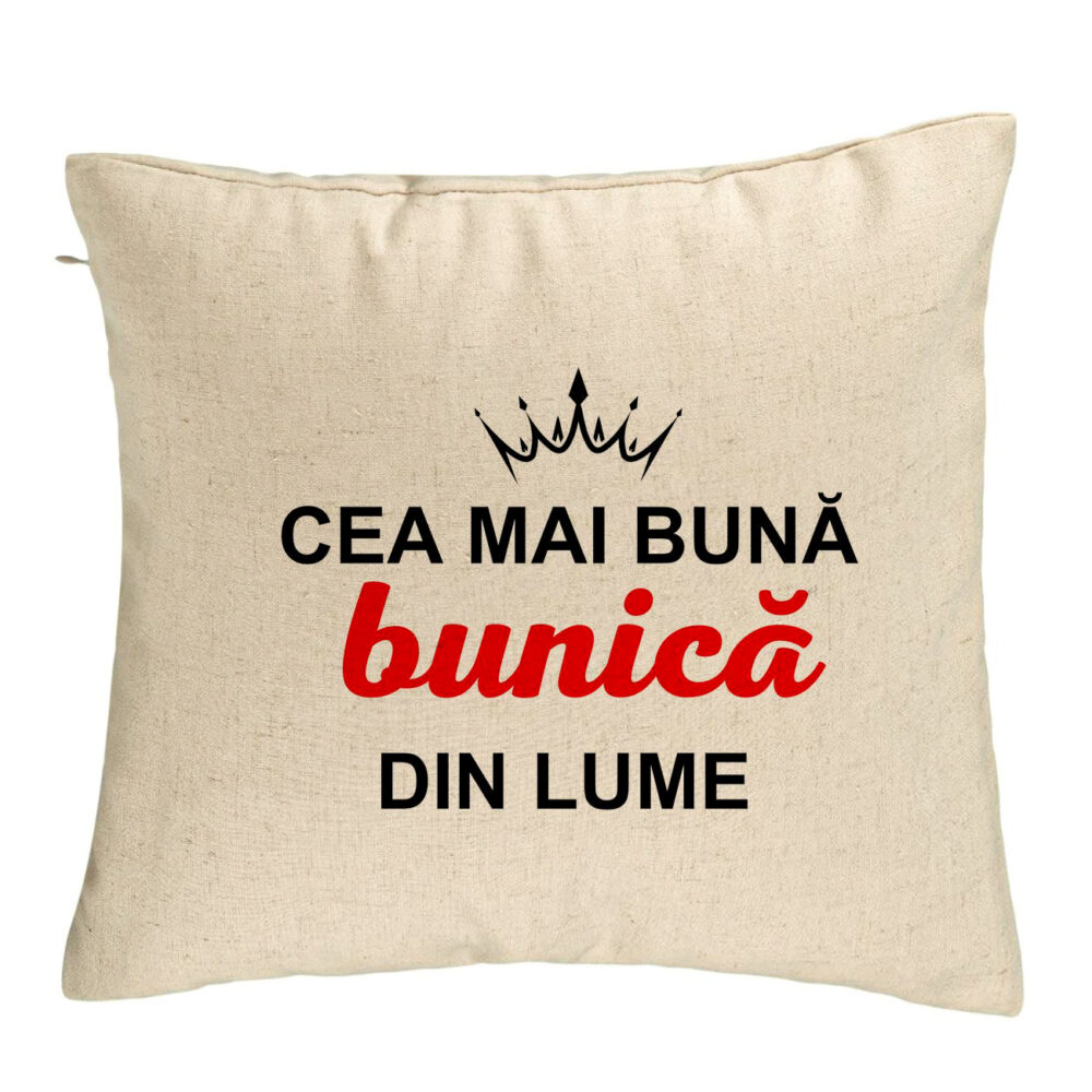 Perna Decorativa pentru Bunica 9, 40x40 cm, Bej, Husa Detasabila, Burduf 5 Perna Decorativa pentru Bunica 9