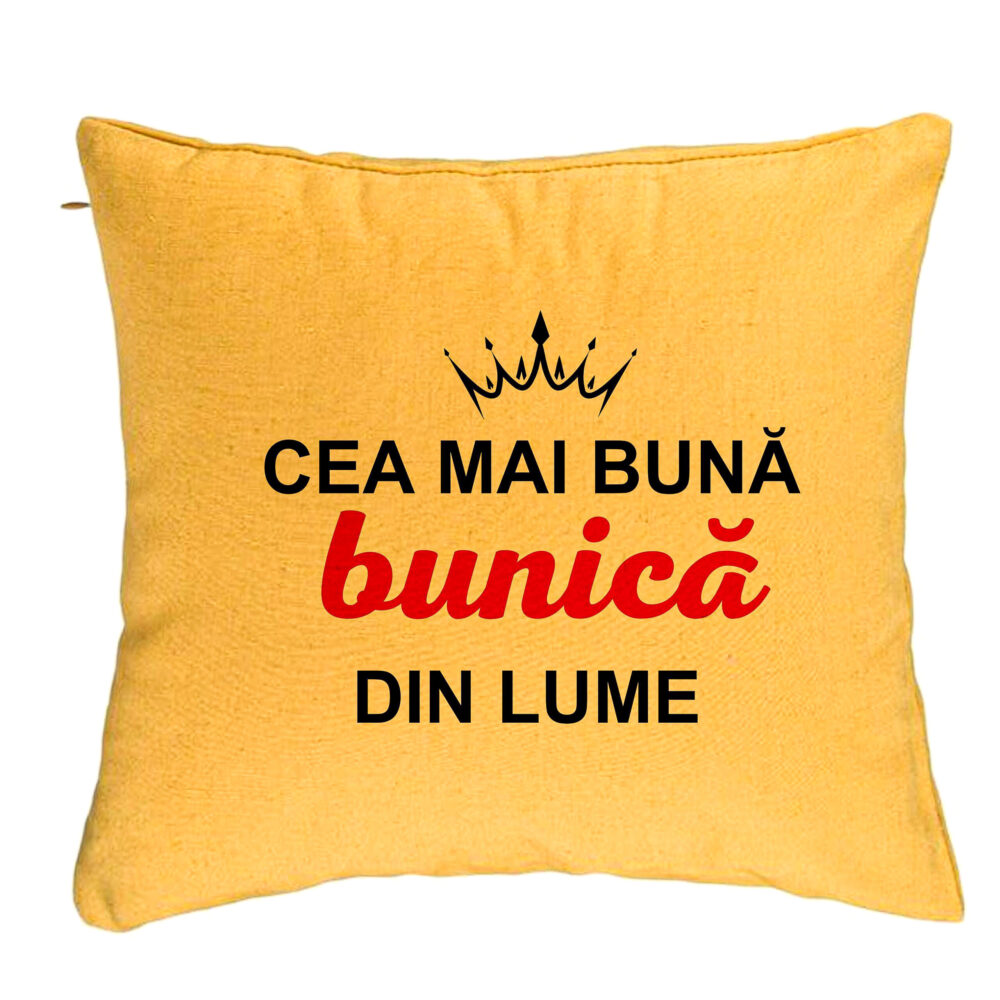 Perna Decorativa pentru Bunica 9, 40x40 cm, Galben, Husa Detasabila, Burduf 5 Perna Decorativa pentru Bunica 9