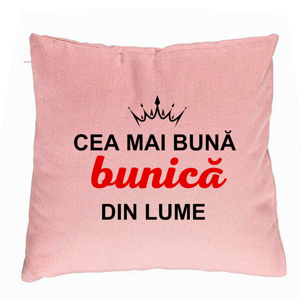 Perna Decorativa pentru Bunica 9, 40x40 cm, Roz, Husa Detasabila, Burduf 5 Perna Decorativa pentru Bunica 9