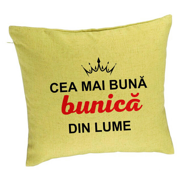 Perna Decorativa pentru Bunica 9, 40x40 cm, Verde, Husa Detasabila, Burduf 5 Perna Decorativa pentru Bunica 9