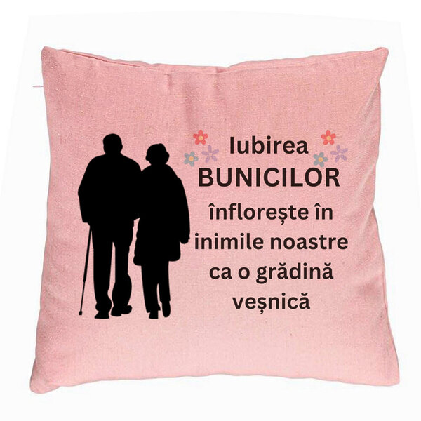 Perna Decorativa pentru Bunici 1, 40x40 cm, Roz, Husa Detasabila, Burduf 5 Perna Decorativa pentru Bunici 1