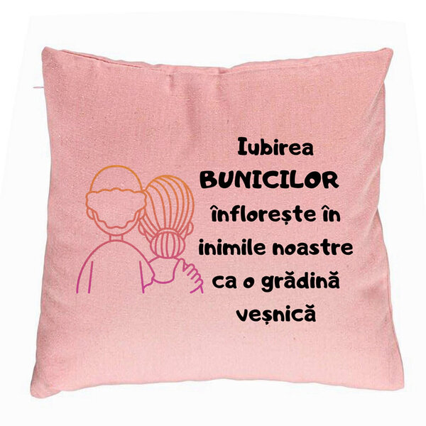 Perna Decorativa pentru Bunici 10, 40x40 cm, Roz, Husa Detasabila, Burduf 5 Perna Decorativa pentru Bunici 10