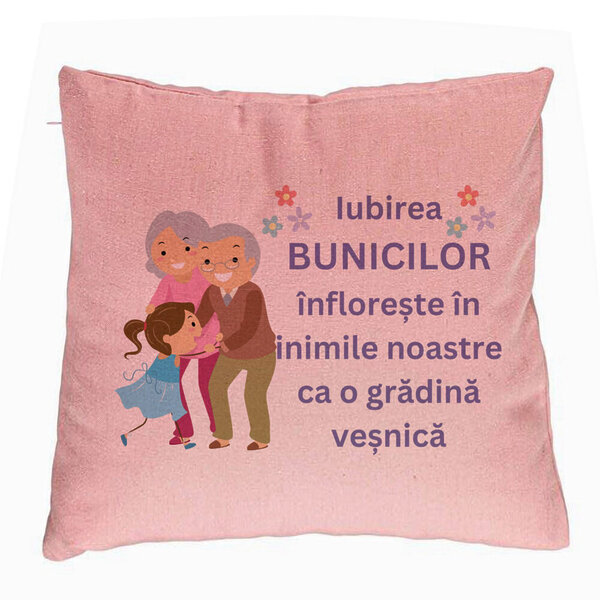 Perna Decorativa pentru Bunici 2, 40x40 cm, Roz, Husa Detasabila, Burduf 5 Perna Decorativa pentru Bunici 2