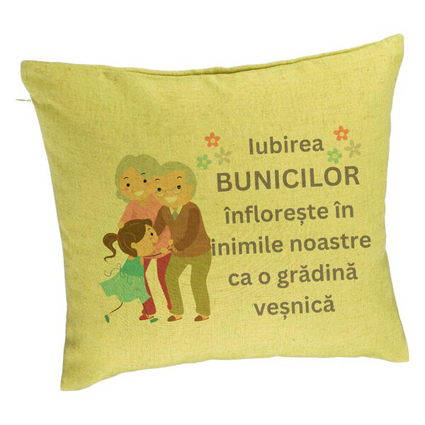 Perna Decorativa pentru Bunici 2, 40x40 cm, Verde, Husa Detasabila, Burduf 5 Perna Decorativa pentru Bunici 2