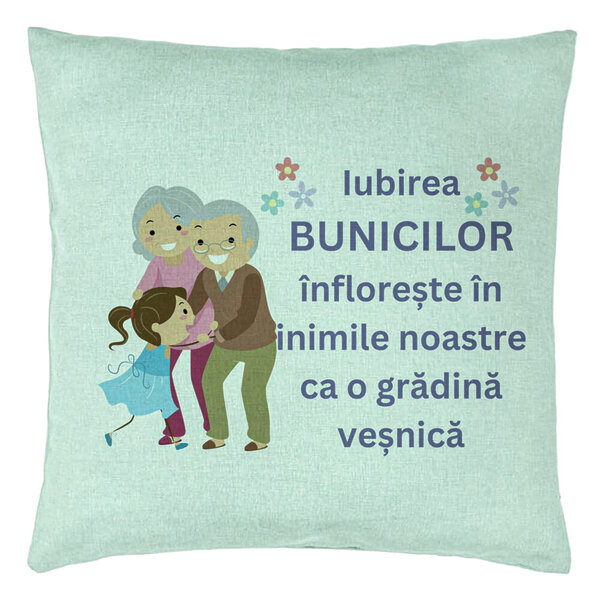 Perna Decorativa pentru Bunici 2, 40x40 cm, Verde Menta, Husa Detasabila, Burduf 5 Perna Decorativa pentru Bunici 2