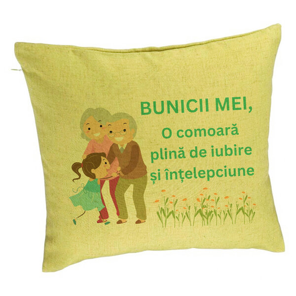 Perna Decorativa pentru Bunici 3, 40x40 cm, Verde, Husa Detasabila, Burduf 5 Perna Decorativa pentru Bunici 3