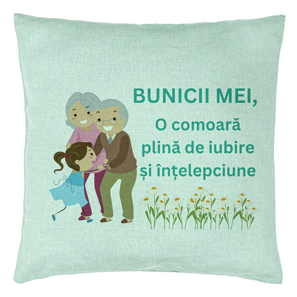 Perna Decorativa pentru Bunici 3, 40x40 cm, Verde Menta, Husa Detasabila, Burduf 5 Perna Decorativa pentru Bunici 3