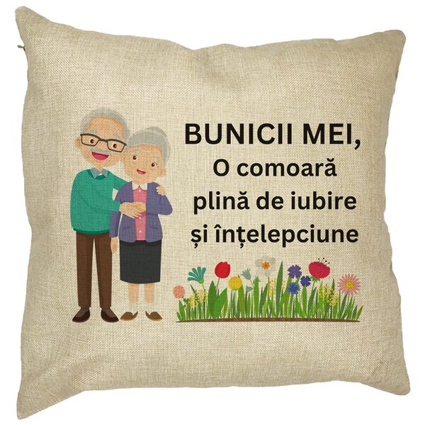 Perna Decorativa pentru Bunici 4, 40x40 cm, Husa Detasabila, Burduf 11 Perna Decorativa pentru Bunici 4